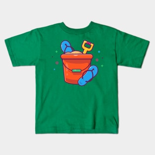 Bucket Sand With Sandals Cartoon Kids T-Shirt